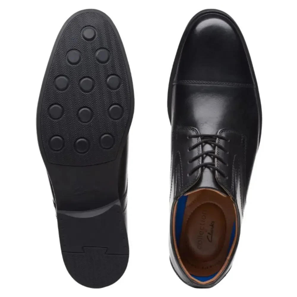 Clark’s Men’s Black Leather Tilden Whiddon Cap-Toe Oxfords Shoes Size 10.5